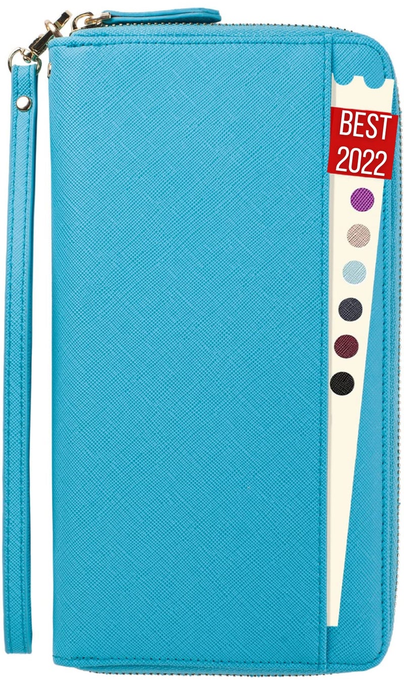Apadi Travel Document Organizer - RFID Passport Wallet Case Family Holder Id Wristlet - Image 1